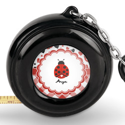 Ladybugs & Gingham Pocket Tape Measure - 6 Ft w/ Carabiner Clip (Personalized)