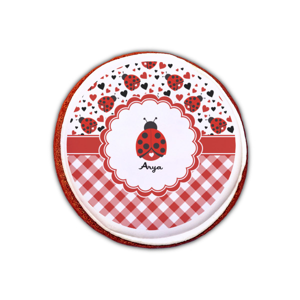 Ladybugs & Gingham Printed Icing Circle - XSmall - On Cookie