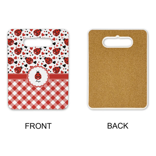 Ladybugs & Gingham Rectangle Trivet with Handle - APPROVAL