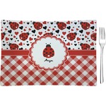 Ladybugs & Gingham Rectangular Glass Appetizer / Dessert Plate - Single or Set (Personalized)