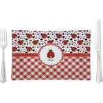 Ladybugs & Gingham Rectangular Glass Lunch / Dinner Plate - Single or Set (Personalized)
