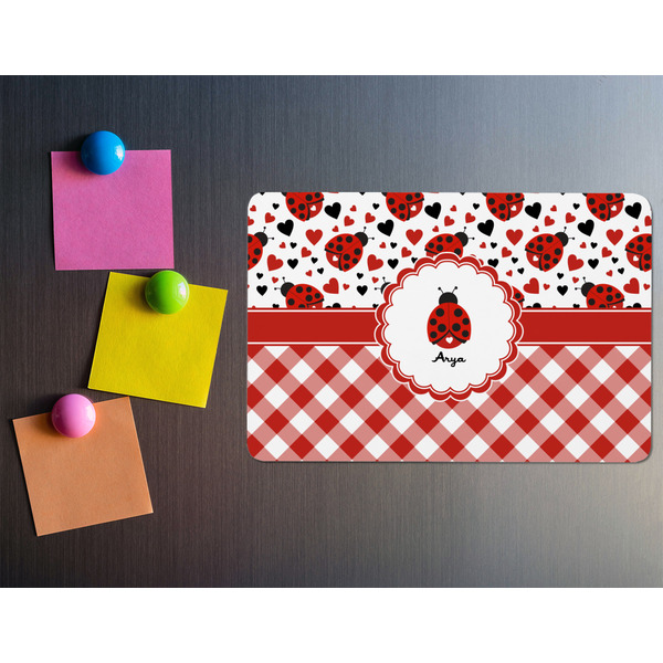 Ladybugs & Gingham Rectangular Fridge Magnet - LIFESTYLE