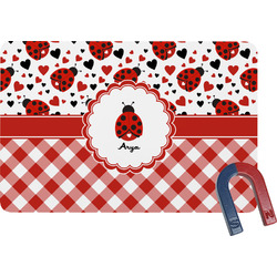 Ladybugs & Gingham Rectangular Fridge Magnet (Personalized)