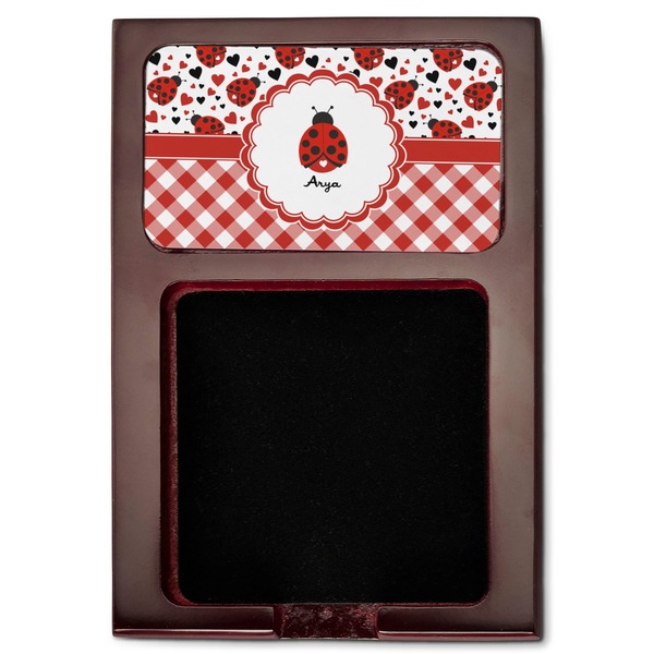 Ladybugs & Gingham Red Mahogany Sticky Note Holder - Flat