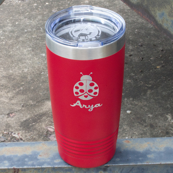 Ladybugs & Gingham Red Polar Camel Tumbler - 20oz - Angled