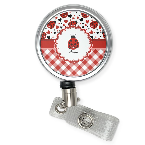Custom Ladybugs & Gingham Retractable Badge Reel (Personalized)