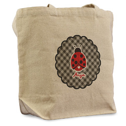 Ladybugs & Gingham Reusable Cotton Grocery Bag - Single (Personalized)