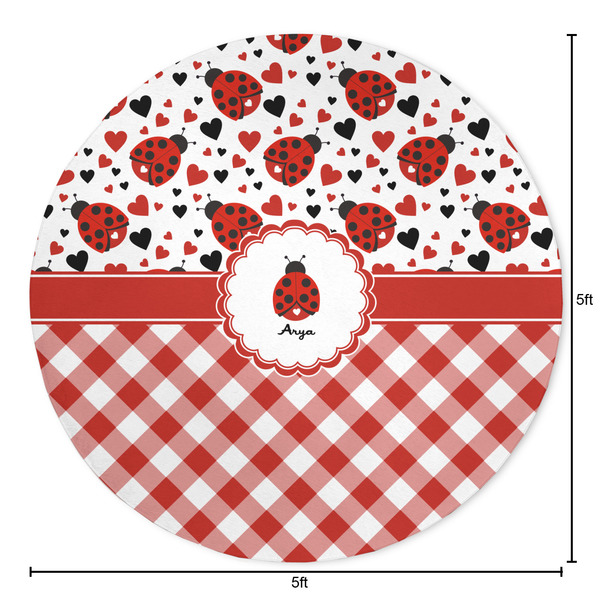 Ladybugs & Gingham Round Area Rug - Size