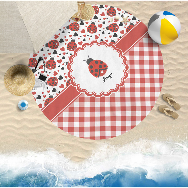 Ladybugs & Gingham Beach Towel Lifestyle