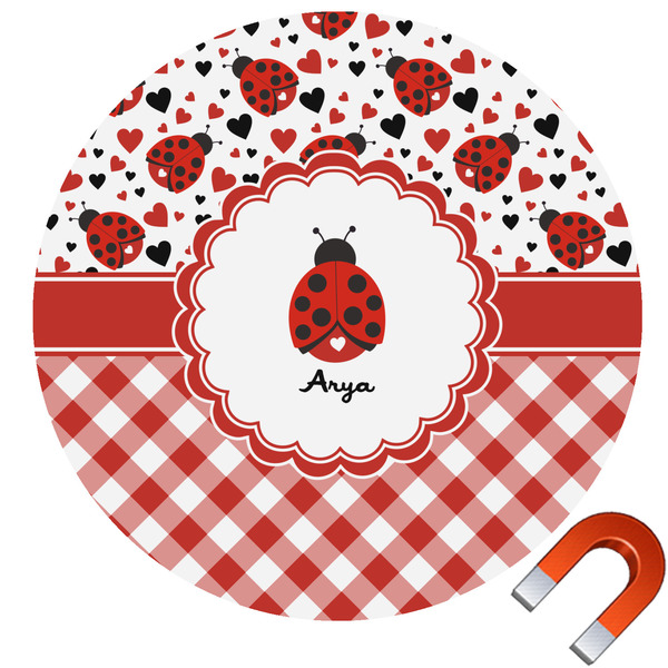 Custom Ladybugs & Gingham Car Magnet (Personalized)