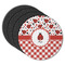 Ladybugs & Gingham Round Rubber Backed Coasters - Set of 4 (Personalized)