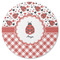 Ladybugs & Gingham Round Rubber Backed Coaster (Personalized)