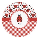 Ladybugs & Gingham Round Decal - Small (Personalized)