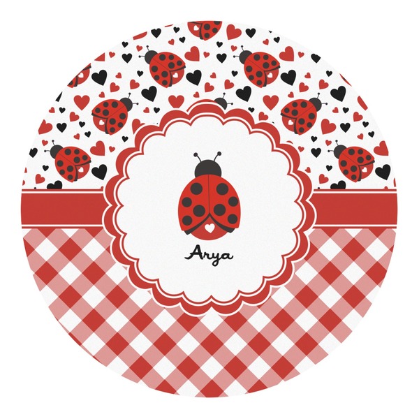 Custom Ladybugs & Gingham Round Decal - Medium (Personalized)