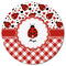 Ladybugs & Gingham Round Fridge Magnet - FRONT