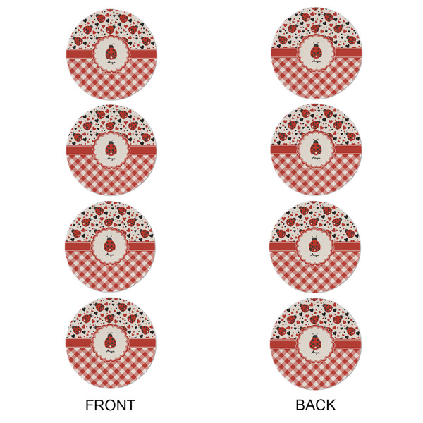 Ladybugs & Gingham Round Linen Placemats - APPROVAL Set of 4 (double sided)