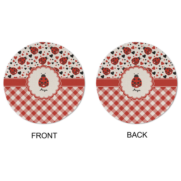 Ladybugs & Gingham Round Linen Placemats - APPROVAL (double sided)