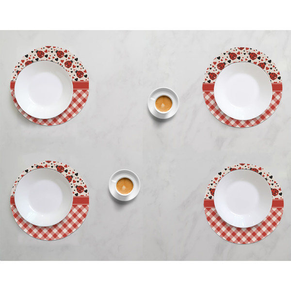 Ladybugs & Gingham Round Linen Placemats - LIFESTYLE (set of 4)