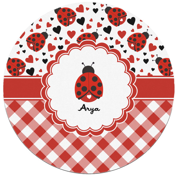 Ladybugs & Gingham Round Mousepad - APPROVAL