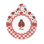 Ladybugs & Gingham Round Pet ID Tag - Small (Personalized)