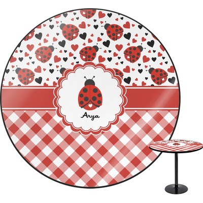 Ladybugs & Gingham Round Table - 24" (Personalized)