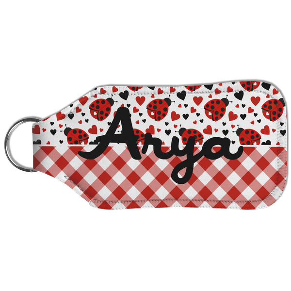 Ladybugs & Gingham Sanitizer Holder Keychain - Large (Back)