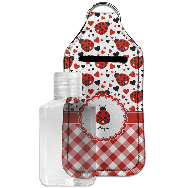 Custom Ladybugs & Gingham Hand Sanitizer & Keychain Holder - Large (Personalized)