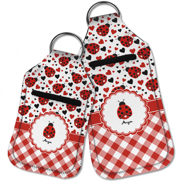 Ladybugs & Gingham Sanitizer Holder Keychain - Parent Main