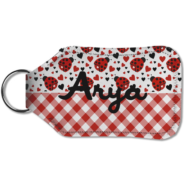 Ladybugs & Gingham Sanitizer Holder Keychain - Small (Back)
