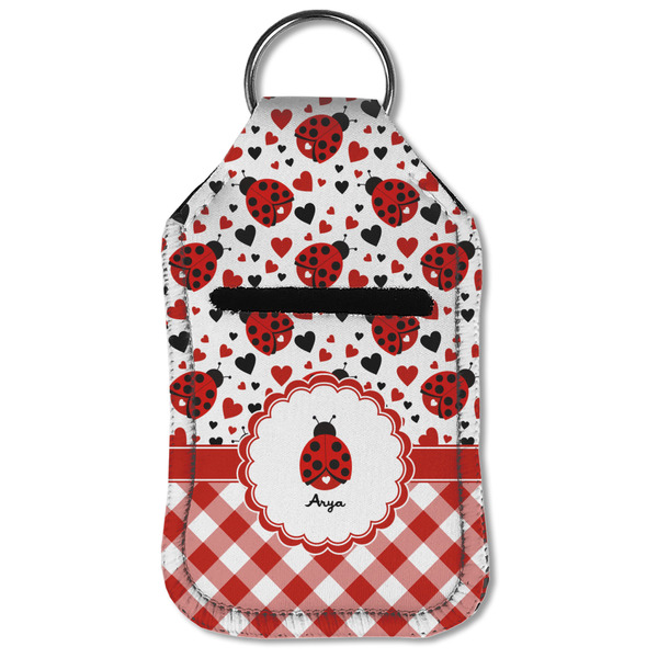 Ladybugs & Gingham Sanitizer Holder Keychain - Small (Front Flat)