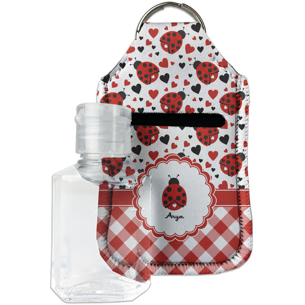 Custom Ladybugs & Gingham Hand Sanitizer & Keychain Holder - Small (Personalized)