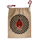 Ladybugs & Gingham Santa Sack - Front (Personalized)