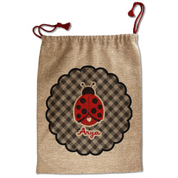 Ladybugs & Gingham Santa Sack - Front (Personalized)