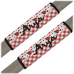 Ladybugs & Gingham Seat Belt Covers (Set of 2) (Personalized)
