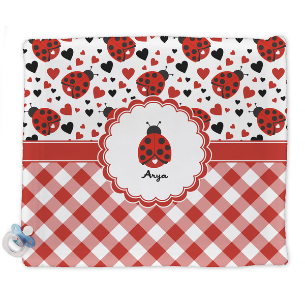 Custom Ladybugs & Gingham Security Blanket - Single Sided (Personalized)