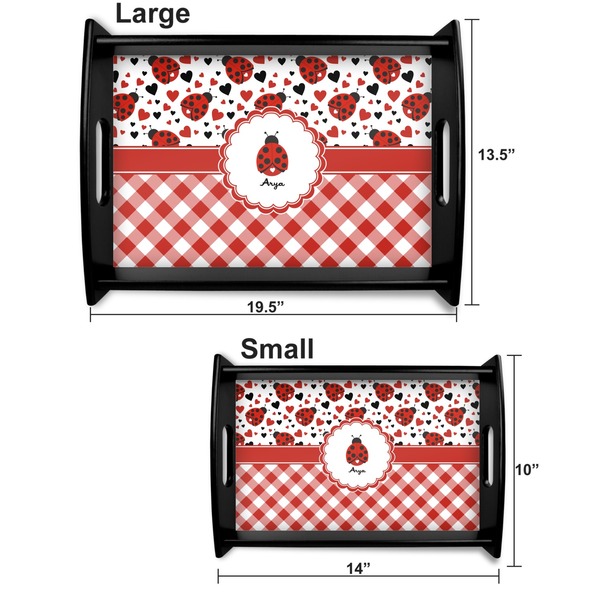Ladybugs & Gingham Serving Tray Black Sizes