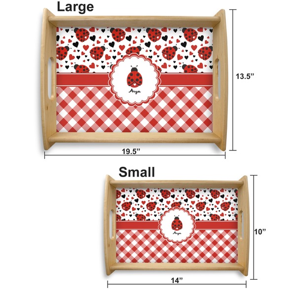 Ladybugs & Gingham Serving Tray Wood Sizes