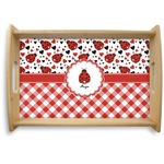 Ladybugs & Gingham Natural Wooden Tray - Small (Personalized)
