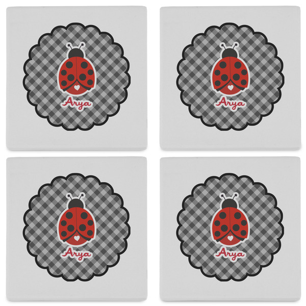 Ladybugs & Gingham Set of 4 Sandstone Coasters - See All 4 View