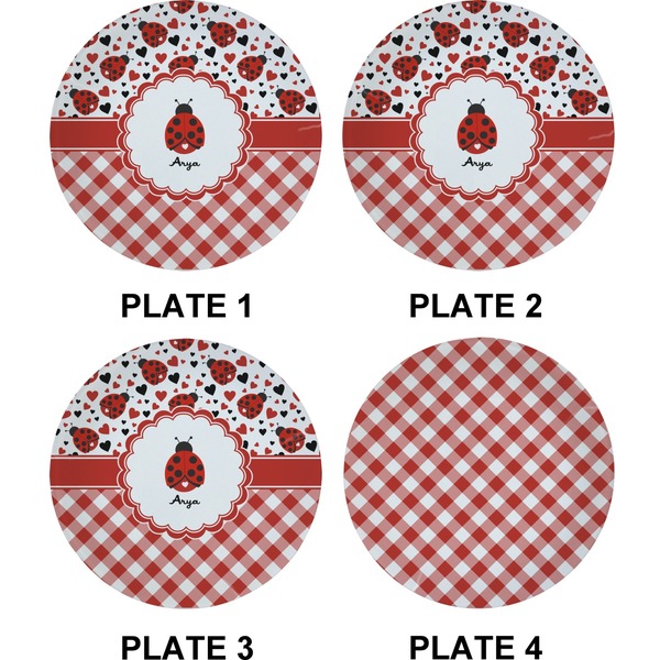Ladybugs & Gingham Set of Appetizer / Dessert Plates (Approval)