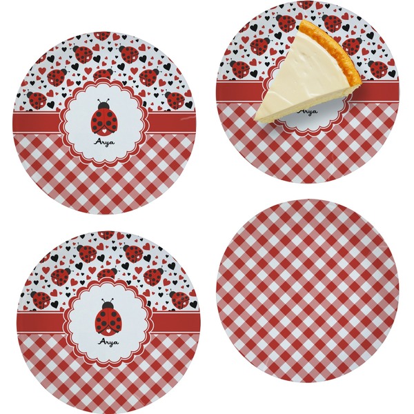 Ladybugs & Gingham Set of Appetizer / Dessert Plates