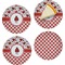 Ladybugs & Gingham Set of 4 Glass Appetizer / Dessert Plate 8" (Personalized)