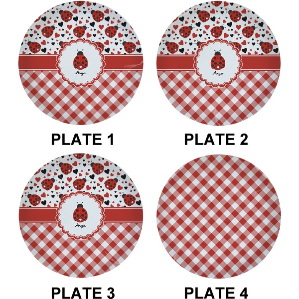 Ladybugs & Gingham Set of Lunch / Dinner Plates (Approval)