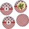 Ladybugs & Gingham Set of 4 Glass Lunch / Dinner Plate 10" (Personalized)