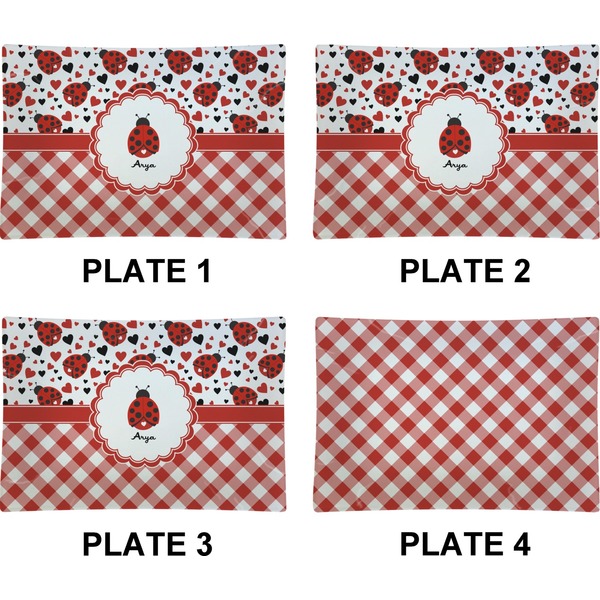 Ladybugs & Gingham Set of Rectangular Appetizer / Dessert Plates (Approval)