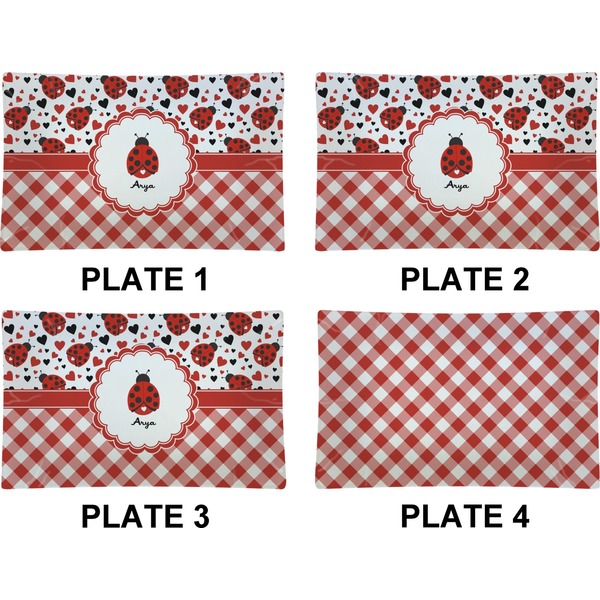 Ladybugs & Gingham Set of Rectangular Dinner Plates (Approval)