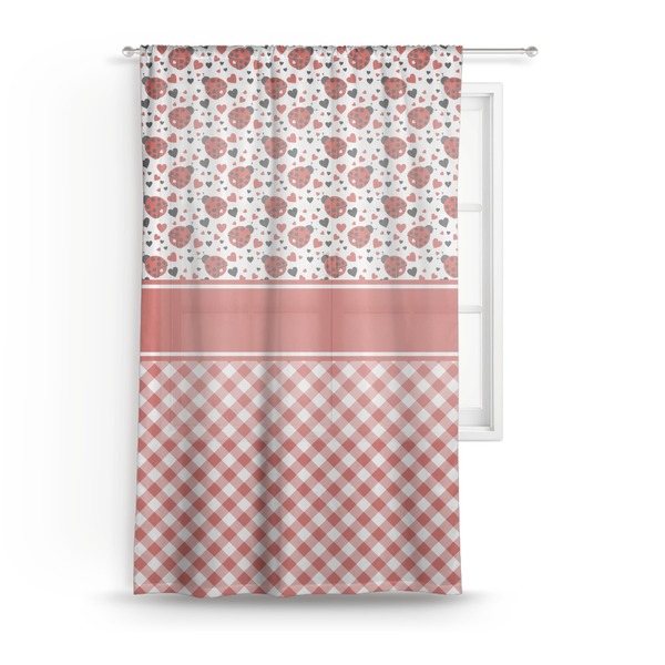 Custom Ladybugs & Gingham Sheer Curtain - 50"x84"