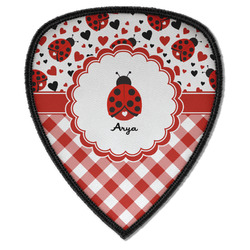Ladybugs & Gingham Iron on Shield Patch A w/ Name or Text