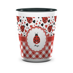 Ladybugs & Gingham Ceramic Shot Glass - 1.5 oz - Two Tone - Single (Personalized)
