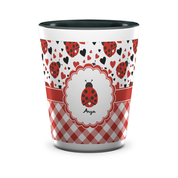 Ladybugs & Gingham Shot Glass - Two Tone - FRONT